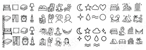 Sleep and accommodation icon collection