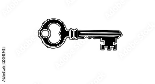 Vintage Skeleton Key Isolated on White Background.