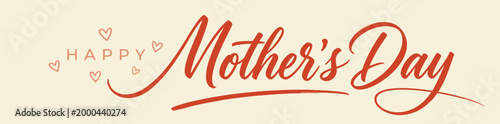 Happy Mother's Day Elegant Calligraphy Banner for Holiday Greeting Cards, Social Media Posts, and Celebration Design