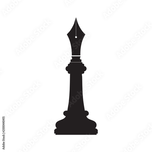 Fountain pen nib stylized to look like a chess piece vector icon illustration.
