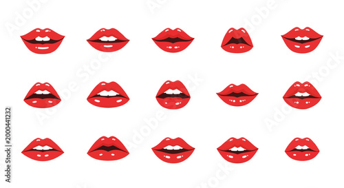 Vibrant Red Lips Close Up With Lipstick Portrait.