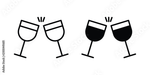Clinking glasses icon pack, best for Graphic designs. Vector