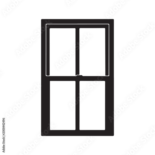 Minimalist black four pane sash window icon vector illustration isolated on white background
