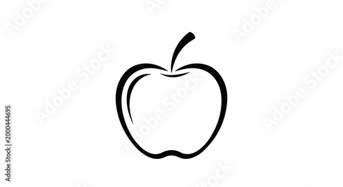 A simple black outline of an apple on a white background, with a stem