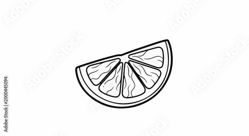 A simple line drawing depicts a slice of citrus fruit with visible segments