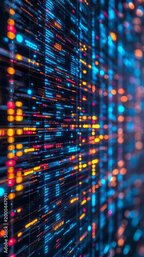 Obraz premium The flickering lines of code on the server convey the dynamism of the digital world, providing a tech-savvy backdrop for topics such as programming and big data.