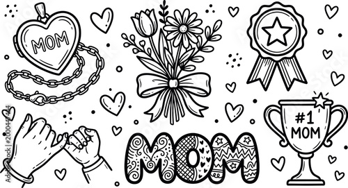 Mother's Day Mother's Day celebration elements and symbols for greeting card design and family appreciation activities