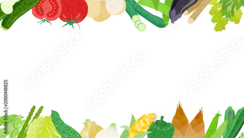 いろいろな野菜のフレームイラスト | フルHDサイズ
