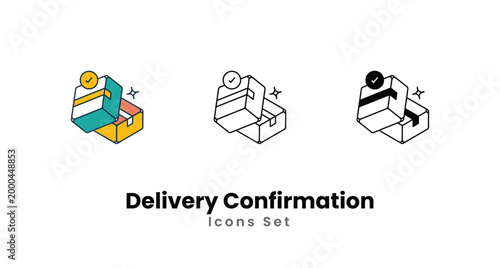 Delivery Confirmation icons vector set stock illustration