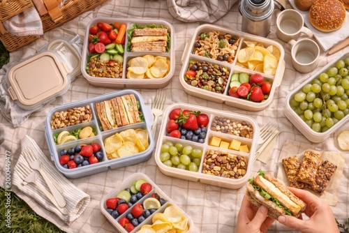 Picnic Meal Prep Boxes on Blanket