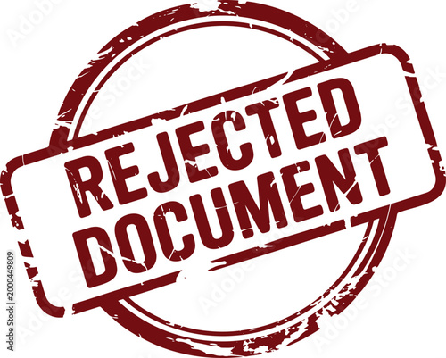 Red grunge rejected document rectangular stamp impression for official refusal and failed applications