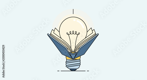vector illustration of a book-shaped lightbulb
