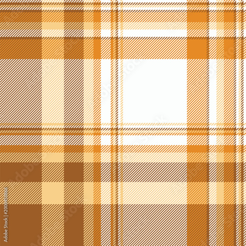 Attire textile pattern plaid, formal vector tartan fabric. Decorative check background texture seamless in orange and white colors.