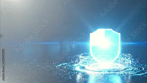 Futuristic Cyber Security Shield Protection Data Privacy Digital Network Concept 4K