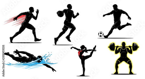 vector illustration of athletes in action
