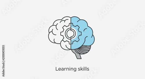 Vector Illustration of Brain Divided into Logical and Creative Sides