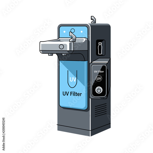 UV Water Purifier Dispenser Icon with Bottle Symbol and Power Button