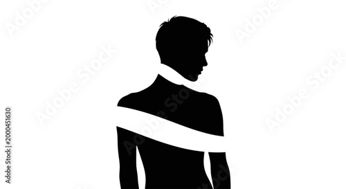 Black and White Silhouette with Diagonal Band