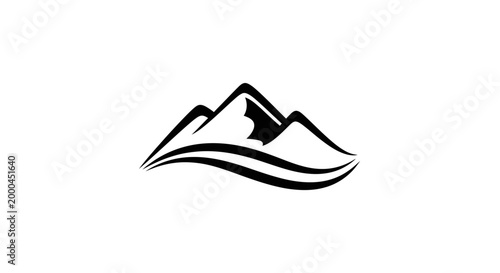 Black and White Mountain Range Vector Illustration