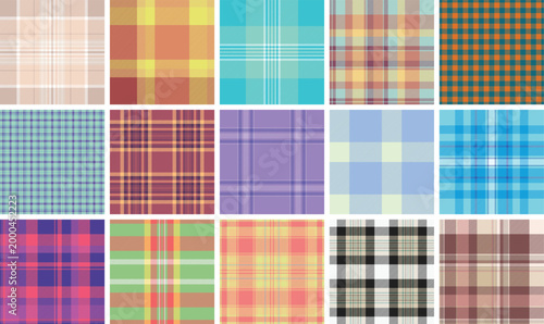 Vászonkép Seasonal plaid pattern set inspired by rugged menswear
