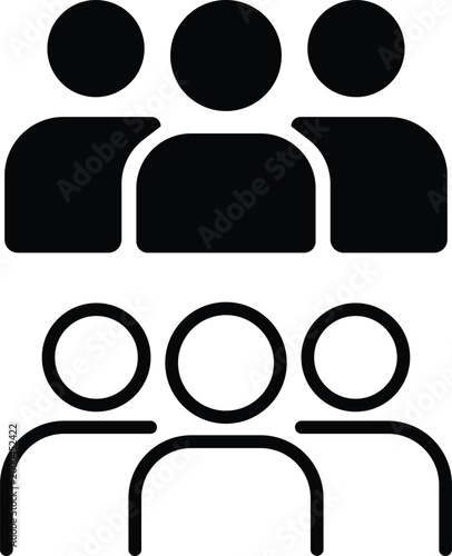 Two distinct rows of stylized human icons representing groups and individuals in simplistic graphic design style