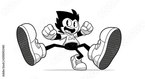 Cartoon Character in Dynamic Pose Vector Illustration
