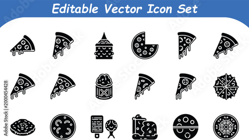 Pizza icon set vector graphics for food and restaurants fast food restaurant