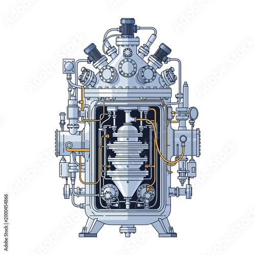 Industrial Vacuum Chamber with Complex Internal Mechanism and Piping