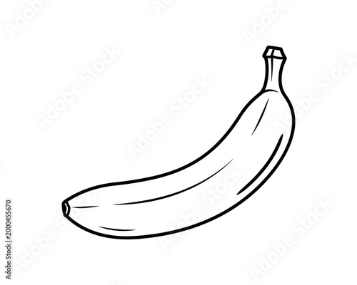 Minimalist line art banana illustration on white background for design and nutrition concepts