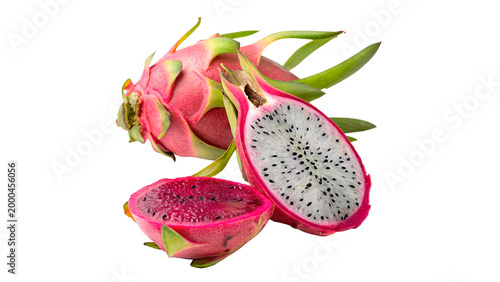 Konstfotografi Fresh dragon fruit on white background for display isolated on transparent backg