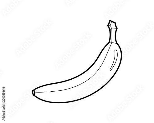 Minimalist line art banana illustration isolated on white background for design elements