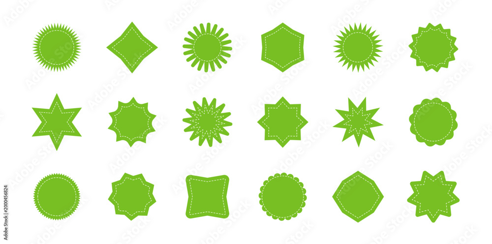 Fototapeta premium Round star sticker shape icon. Star badge circle label starburst. Vector burst round sticker promo icon