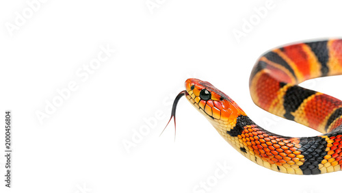 Принти на полотні Colorful stunning banded snake with forked tongue in close view isolated on tran