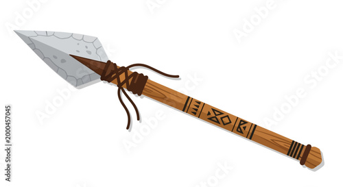 A fantasy-style battle-axe with a wooden handle and metal head against a clean white background.