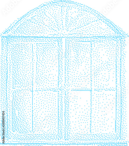 Arch Top Window with Grid Pattern During Bright Daylight