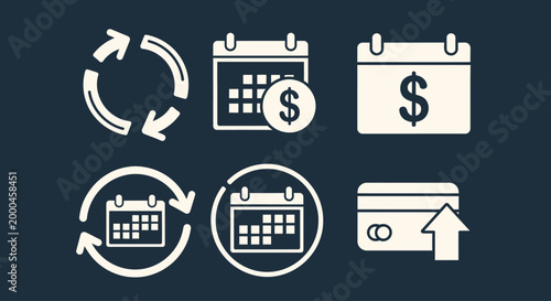 Four White Icon Set on Dark Blue Background