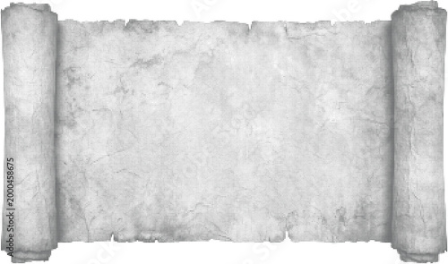 Antique Horizontal Paper Scroll Halftone Design Concept with Aged Parchment and Grungy Dotted Texture