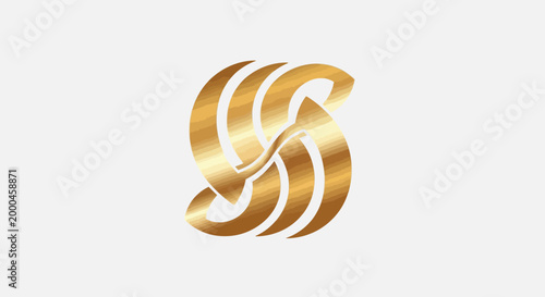 Golden Abstract Swirl Logo Vector Illustration