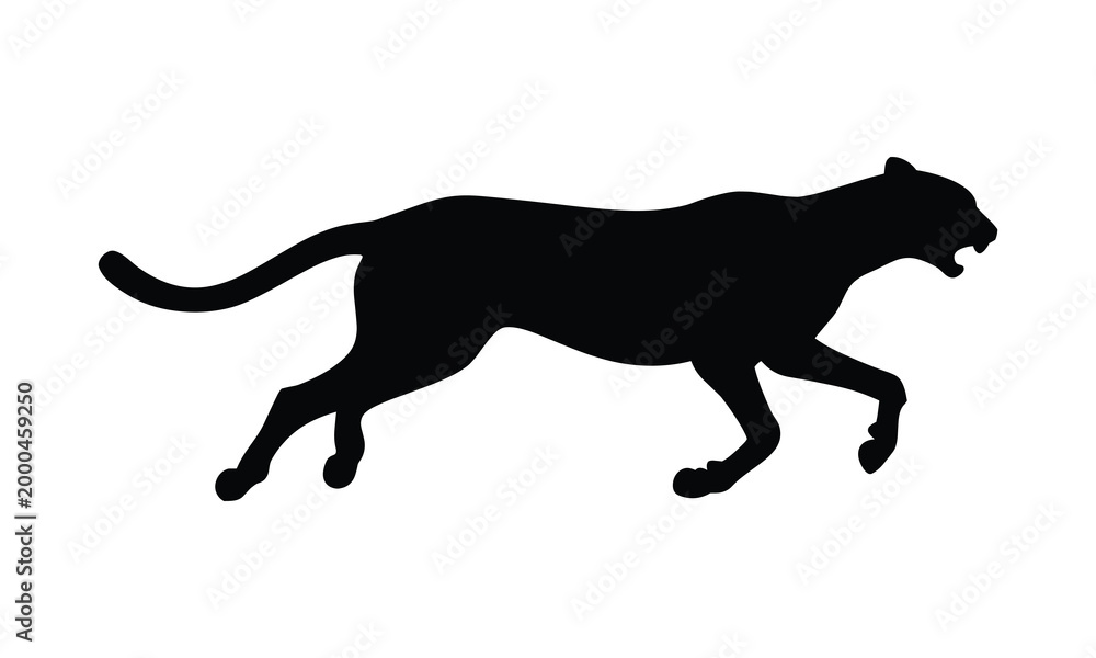 Naklejka premium Black panther running silhouette