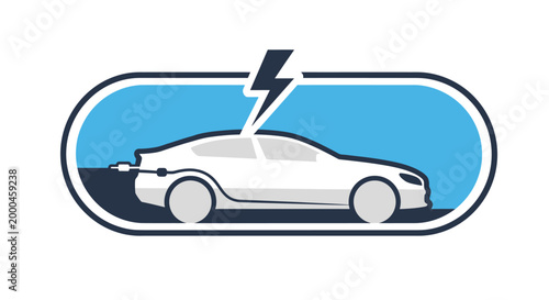 Flat vector illustration of a lightning bolt car