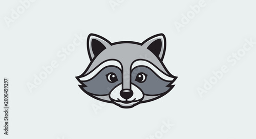Flat Vector Illustration of a Raccoon Face