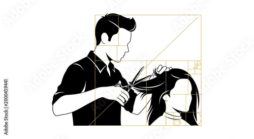 hairdresser cutting clients hair vector illustration