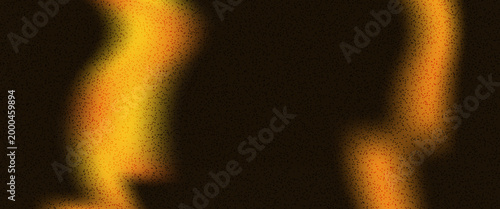 Grainy gold and black abstract background. Brown gradient overlay with light golden lines frame . Yellow blur abstract textured noise spots on dark gradation. Vector grain vibrant gradation background
