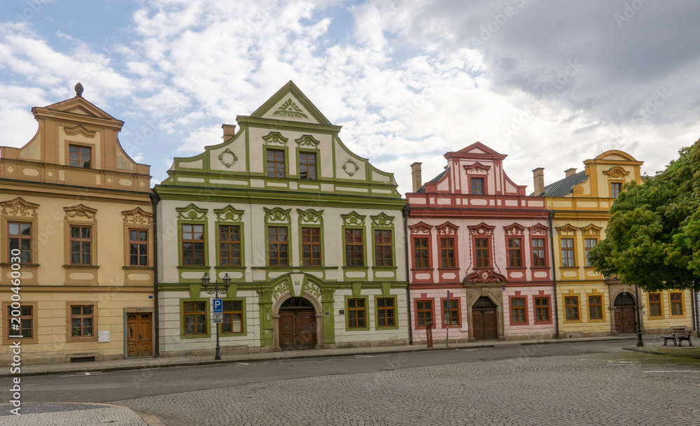 Fototapeta premium Colorful tenement houses on one of the streets in Hradec Králové.