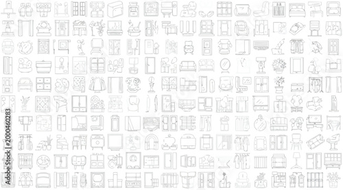 Large collection of furniture and interior design icons
