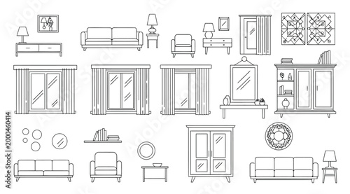 Set of furniture icons for interior design