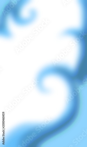 Abstract blue gradient brush forming floral shapes, soft texture, elegant curves, artistic style, isolated on clean white background.