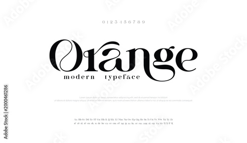 Orange, abstract wedding fashion creative luxury elegant serif font creative vector font  
