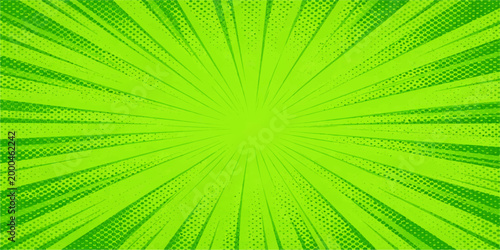 Abstract green nature background with sunburst rays and light textures creating a bright leaf pattern wallpaper illustration
