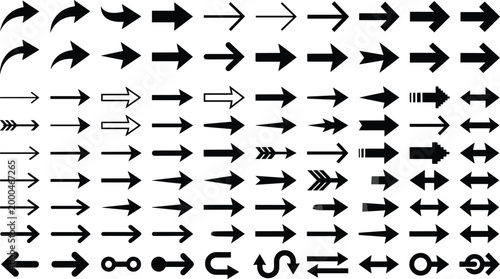 Obraz na płótnie Directional and Curved Arrow Icon Set with Multiple Arrow Types for Navigation,